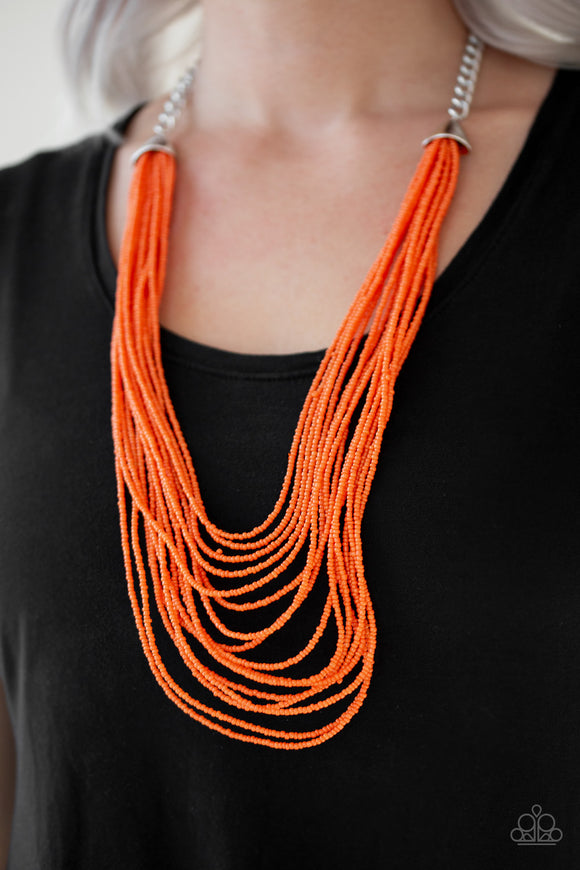 Peacefully Pacific- Orange Necklace