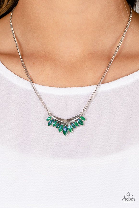 Flash of Fringe - Green Necklace