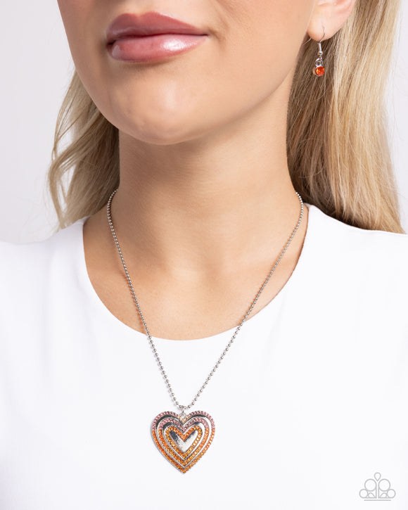 Hallucinatory Hearts - Orange Necklace