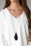 Triple The Tassel - Black Necklace