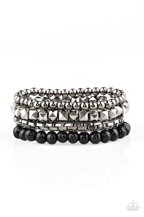 Retro Rocker-Black Bracelet