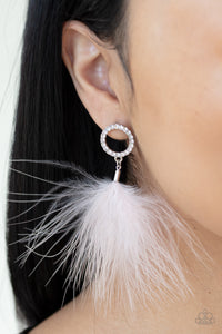 BOA Down- White Earrings