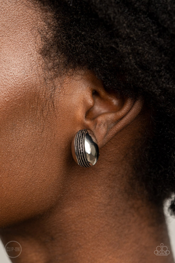 Classic Curves- Silver Clip On Earrings