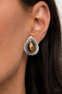 Desert Glow- Brown Clip On Earrings