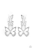 Flamboyant Flutter - White Earrings