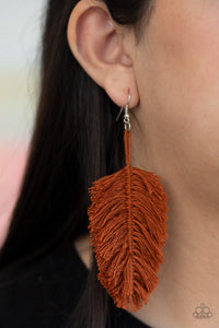 Hanging By A Thread- Brown Earrings