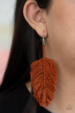 Hanging By A Thread- Brown Earrings