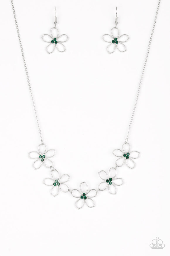 Hoppin Hibiscus- Green Necklace