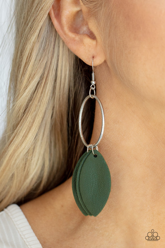 Leafy Laguna - Green Earrings