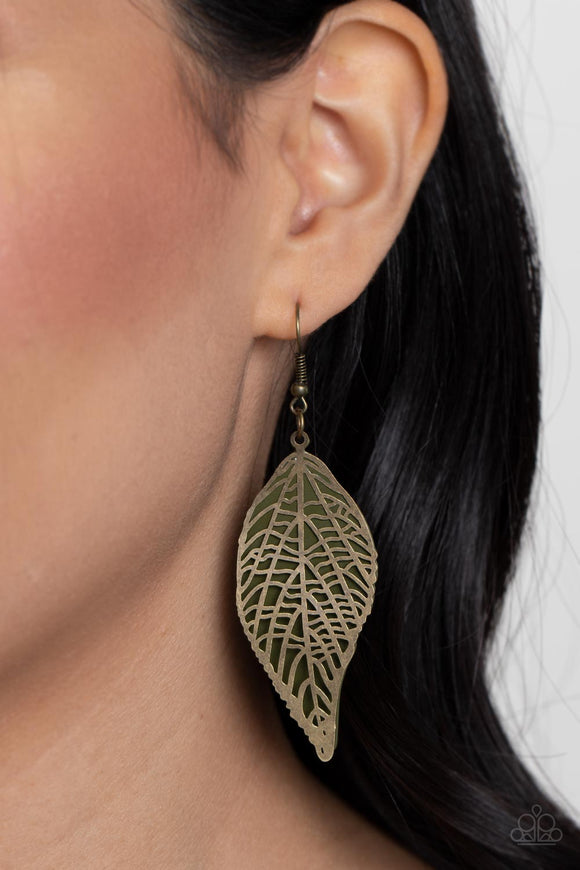 Leafy Luxury - Green Earrings