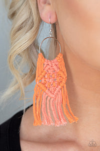 Macrame Rainbow- Orange Earrings