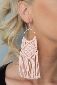 Macrame Rainbow- Pink Earrings