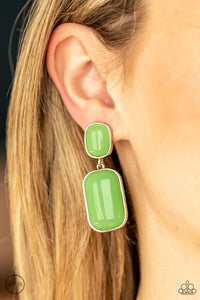 Meet Me At The Plaza - Green Clip On Earrings