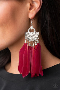 Plume Paradise - Red Earrings