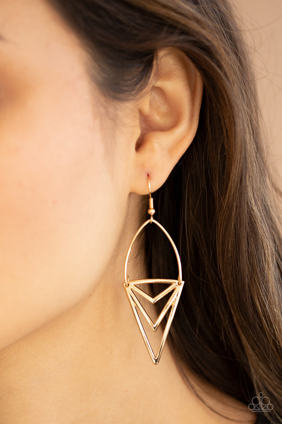 Proceed with Caution- Gold Earrings