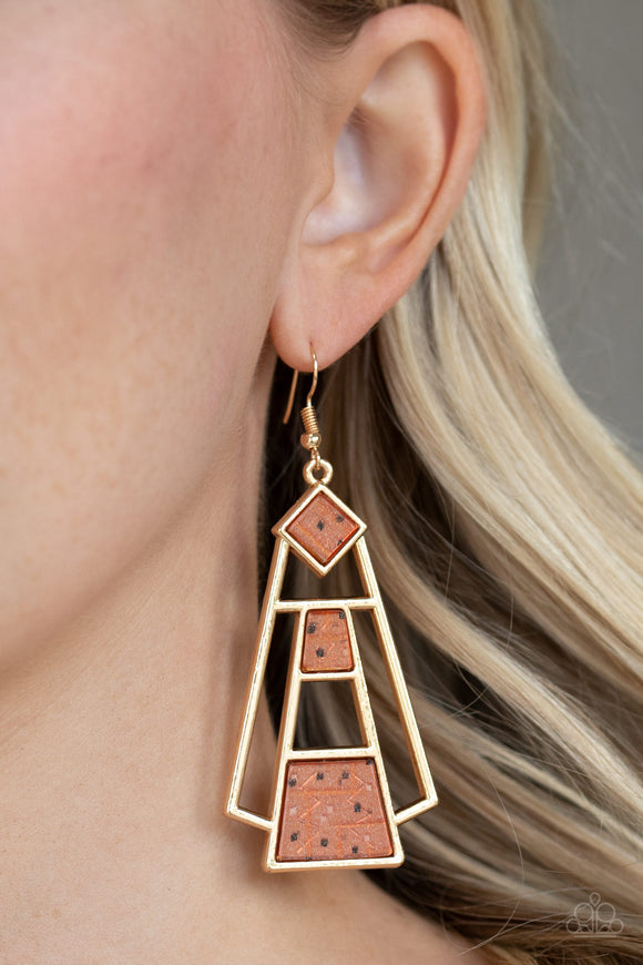 Retro Minimalist- Brown Earrings