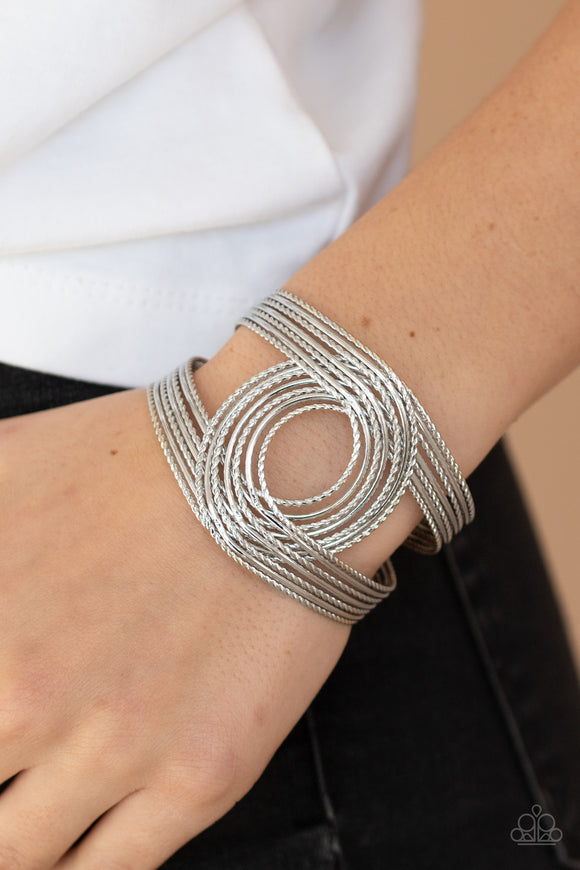 Rustic Coils- Silver Bracelet