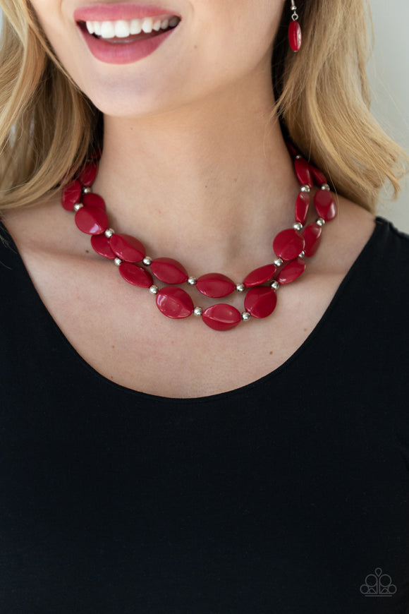 Two Story Stunner- Red Necklace