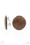 WOODWORK It - Brown Clip On Earrings