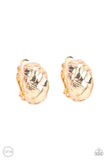 Wrought With Edge - Gold Clip On Earrings