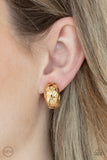 Wrought With Edge - Gold Clip On Earrings