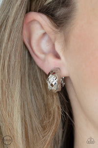 Wrought With Edge - Silver Clip On Earrings